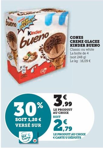 Cones creme glacee kinder bueno