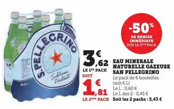 Hyper U Eau minerale naturelle gazeuse san pellegrino offre