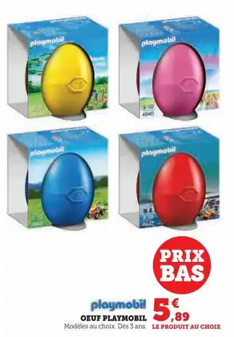 Hyper U Oeuf playmobil offre