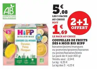 Hyper U Coupelles de fruits des 6 mois bio hipp offre