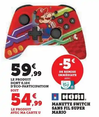 Hyper U Manette switch sans fil super mario offre