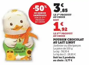 U Express Poussin chocolat au lait lindt offre