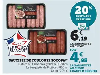 Hyper U Saucisse de toulouse socopa offre