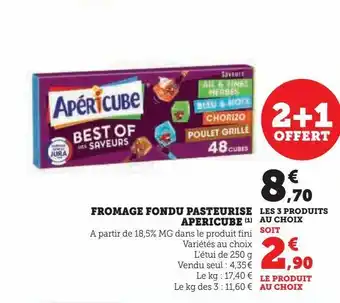 Fromage fondu pasteurise apericube