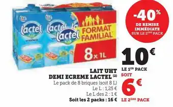 Hyper U Lait uht demi ecreme lactel offre
