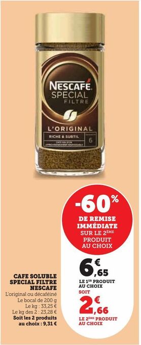 Cafe soluble special filtre nescafe