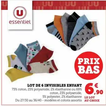Hyper U Lot de 6 invisibles enfant offre