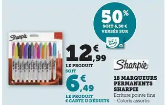 Hyper U 18 marqueurs permanents sharpie offre