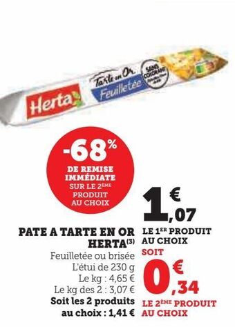 U Express Pate a tarte en or herta offre