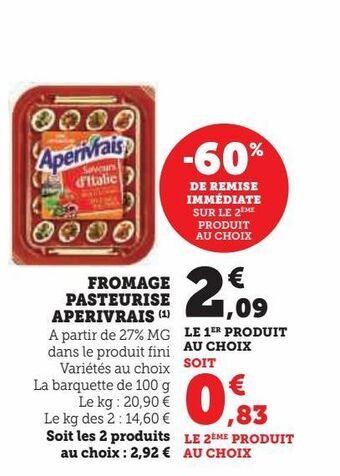 U Express Fromage pasteurise aperivrais offre