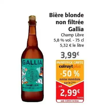 Bière blonde non filtrée gallia