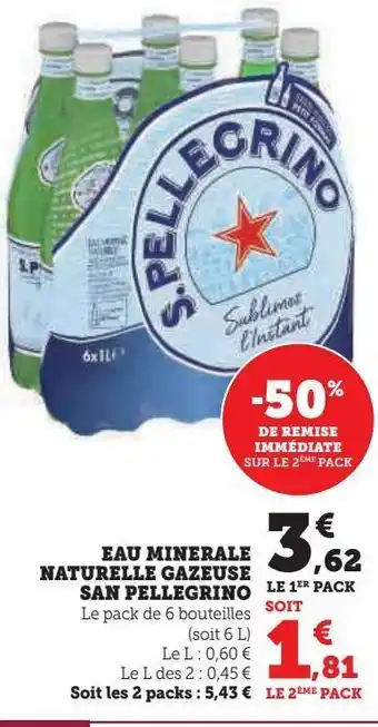 U Express Eau minerale naturelle gazeuse san pellegrino offre