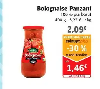 Colruyt Bolognaise panzani offre
