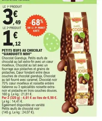 E.Leclerc Petits oeufs au chocolat gianduiotti novi offre