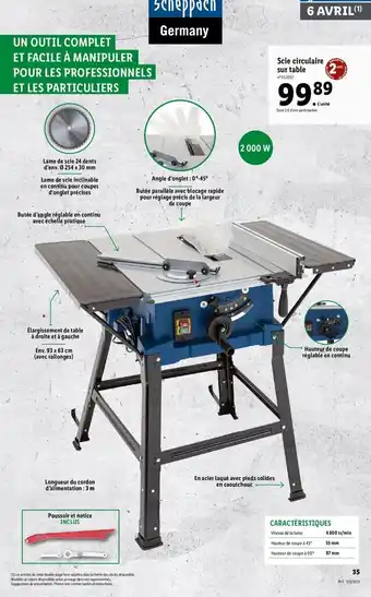 Lidl Scie circulaire sur table offre