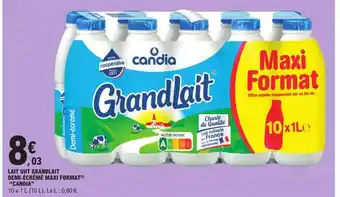 E.Leclerc Lait UHT Grandlait Demi-écrémé maxi Format "Candia" offre