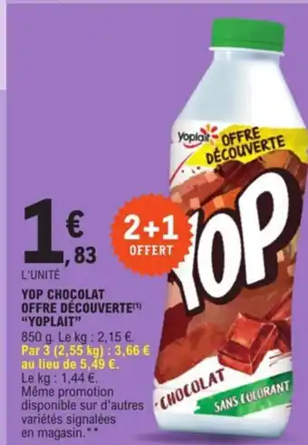 E.Leclerc Yop Chocolat Offre Découverte "Yoplait" offre
