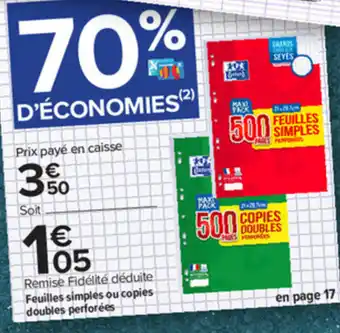 Carrefour Feuilles Simples Ou Copies Doubles Perforées offre