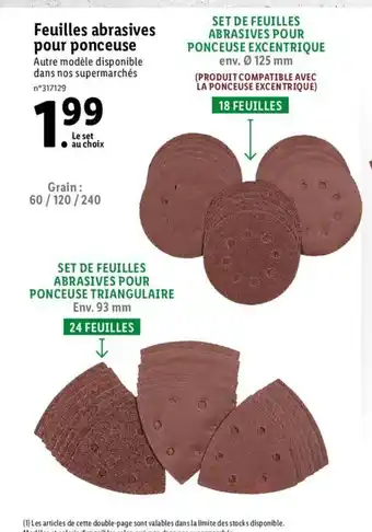 Lidl Feuilles abrasives pour ponceuse offre