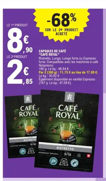E.Leclerc Capsules De Café "Café Royal" offre