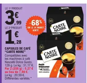 E.Leclerc Capsules De Café 'Carte Noire" offre