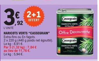 E.Leclerc Haricots Verts "Cassegrain" offre