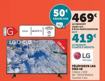 Super U Téléviseur led uhd 4k lg offre