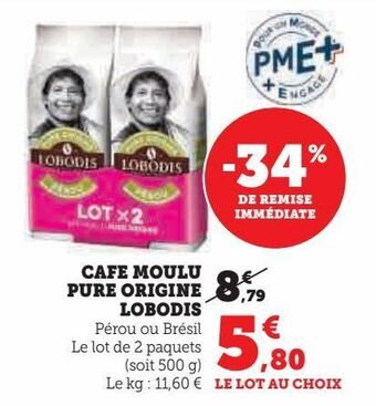 Super U Cafe moulu pure origine lobodis offre