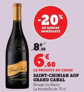 Super U Saint-chinian aop grand canal offre