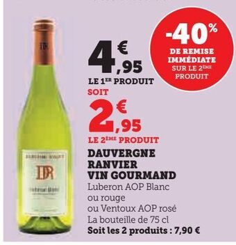 Super U Dauvergne ranvier vin gourmand offre