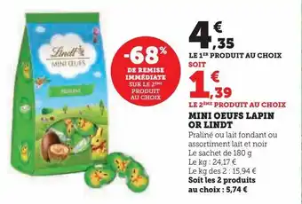 Super U Mini oeufs lapin or lindt offre