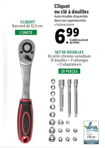 Lidl Cliquet ou clé à douilles offre