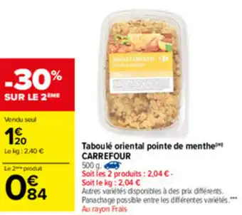 Carrefour Market Taboulé Oriental Pointe De Menthe offre