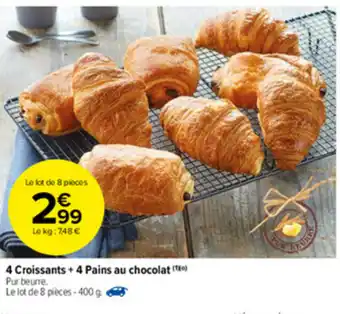 Carrefour Market 4 Croissants + 4 Pains Au Chocolat offre