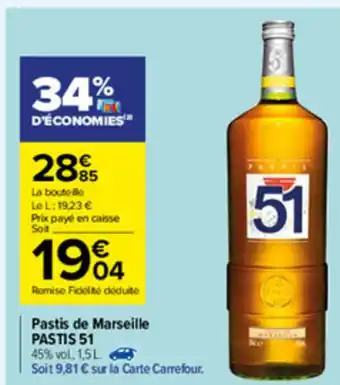 Carrefour Market Pastis De Marseille offre