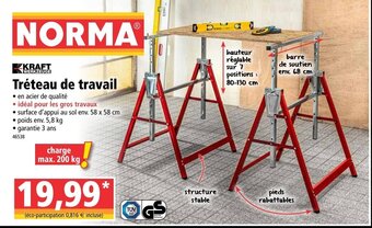 Norma Tréteau de travail offre