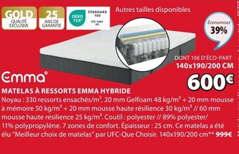 JYSK Matelas a ressorts emma hybride offre