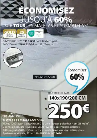 JYSK Matelas a ressorts Gold S30 offre