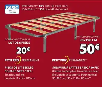 JYSK Pieds de lit bedleg square grey steel offre