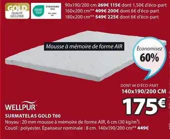 JYSK Surmatelas Gold T60 offre