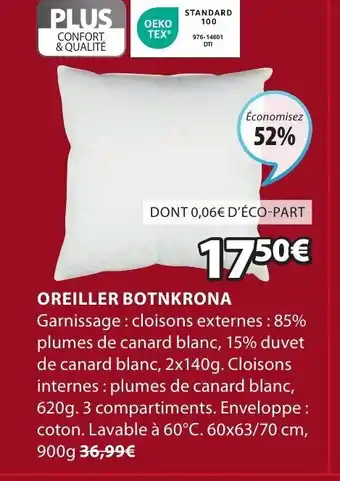 JYSK Oreiller botnkrona offre