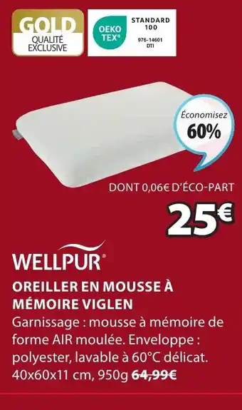 JYSK Oreiller en mousse a memoire viglen offre