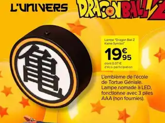Carrefour Lampe dragon ball Z Kame symbol offre