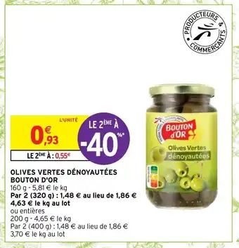 Intermarché Olives Vertes Dénoyautées Bouton D'Or offre