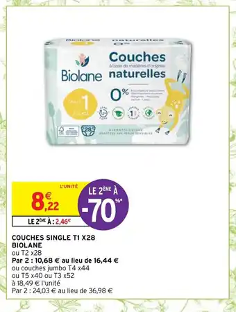 Intermarché Couches Single T1 X28 Biolane offre