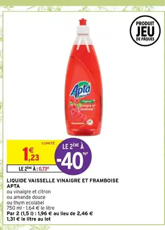 Intermarché Liquide Vaisselle Vinaigre Et Framboise Apta offre