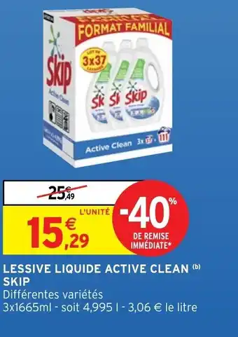 Intermarché Lessive Liquide Active Clean Skip offre