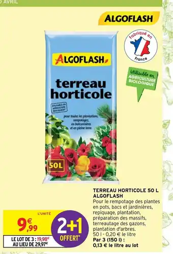 Intermarché Terreau Horticole 50 L Algoflash offre