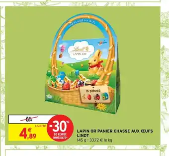 Intermarché Hyper Lapin or Panier Chasse Aux Oeufs Lindt offre