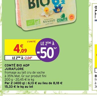 Intermarché Hyper Comté Bio Aop Juraflore offre